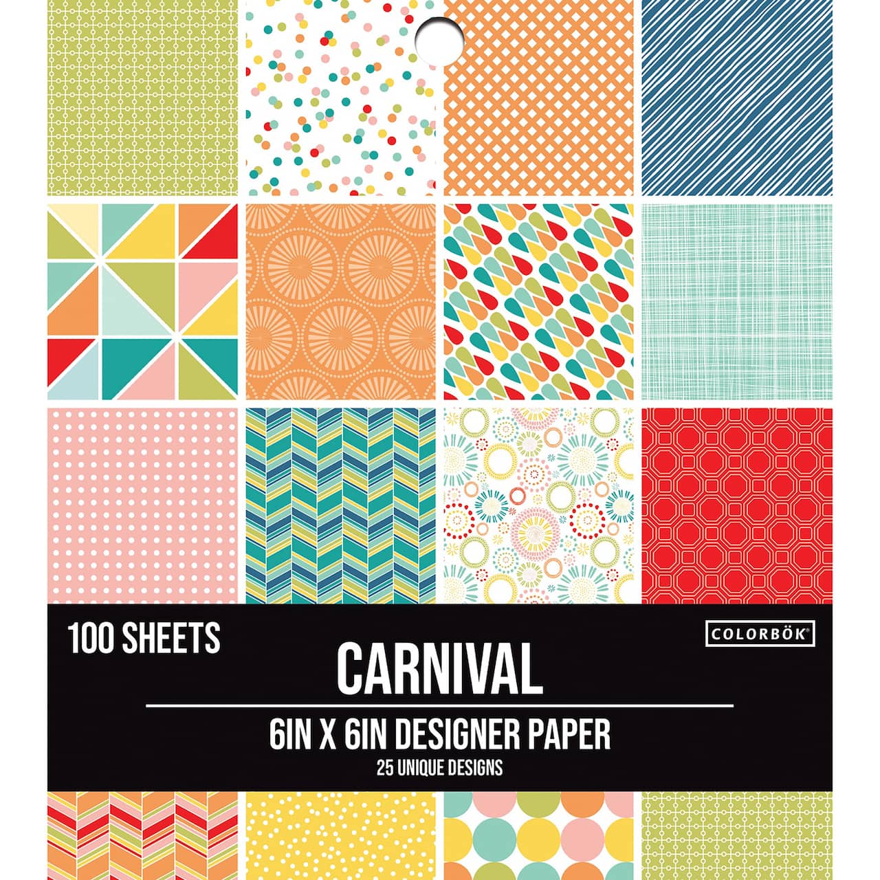 Colorbok® Carnival 6" x 6" Single-Sided Printed Cardstock, 100 Sheets